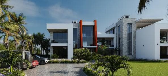 Driveway render of the Mtwapa Creek residence